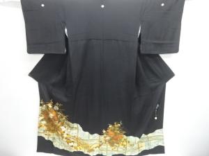 作家物　箔置き　花車模様留袖（比翼付き）